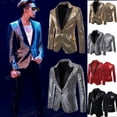 thumbnail image 4 of Douhoow Men Sequins Blazer Gentleman Formal Coat Stage Performer Host Tuxedos, 4 of 5