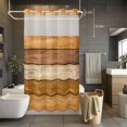 thumbnail image 5 of No Hook Farmhouse Yellow Brown Shower Curtain with Snap in Liner Set, Vintage Wooden Striped Waterproof Fabric Bathroom Curtains with See Through Top Window, Hotel Style Stall 54 x 78 Inch, 5 of 9
