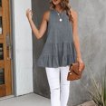 thumbnail image 1 of Kozecal Women Casual Tank Top, Round Neck Breathable Pure Color Simple Women Sleeveless T Shirt Ruffle Hem For Work, 1 of 5