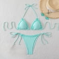 thumbnail image 5 of vigerkar Women Ruffle Trim Triangle Bikini Sets Halter String 2 Piece Swimsuits High Cut Bathing Suits (Mint Green, M), 5 of 9