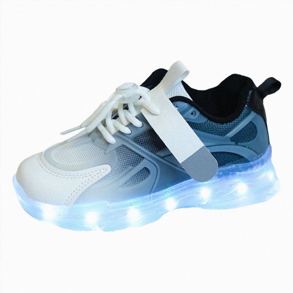 Linfrsh Light Up Shoes for Boys Girls Toddler LED Flashing Sneakers Breathable Sport Walking Shoes for Kids (Black,12)