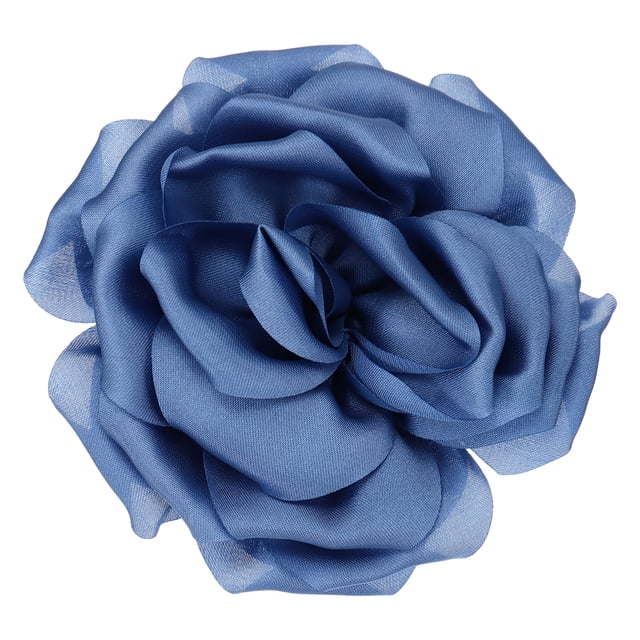 Pin de broche de flor de satén de seda Uxcell, gran pin de solapa floral de peonía para mujeres, azul oscuro