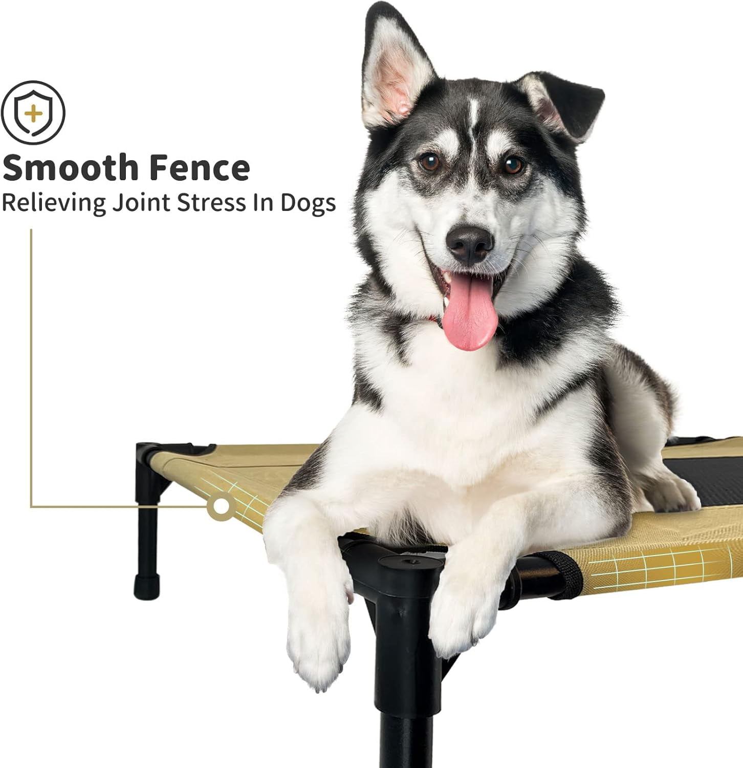 Elevated Dog Bed - Heavy Duty Dog Cot, Washable Raised Dog Bed with Chew Proof Mesh and Metal Frame, Portable Dog Bed for Outdoor Use, Dog Cots Beds for X-Large Dogs, Khaki