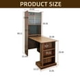 thumbnail image 3 of LUMAMIN Fold-Out Writing Table, Convertible Folding Desk, Foldable Computer Desk with Storage Shelves, Sliding Glass Doors & Pegboard Hooks for Home Office, Bedroom, Walnut, 3 of 8
