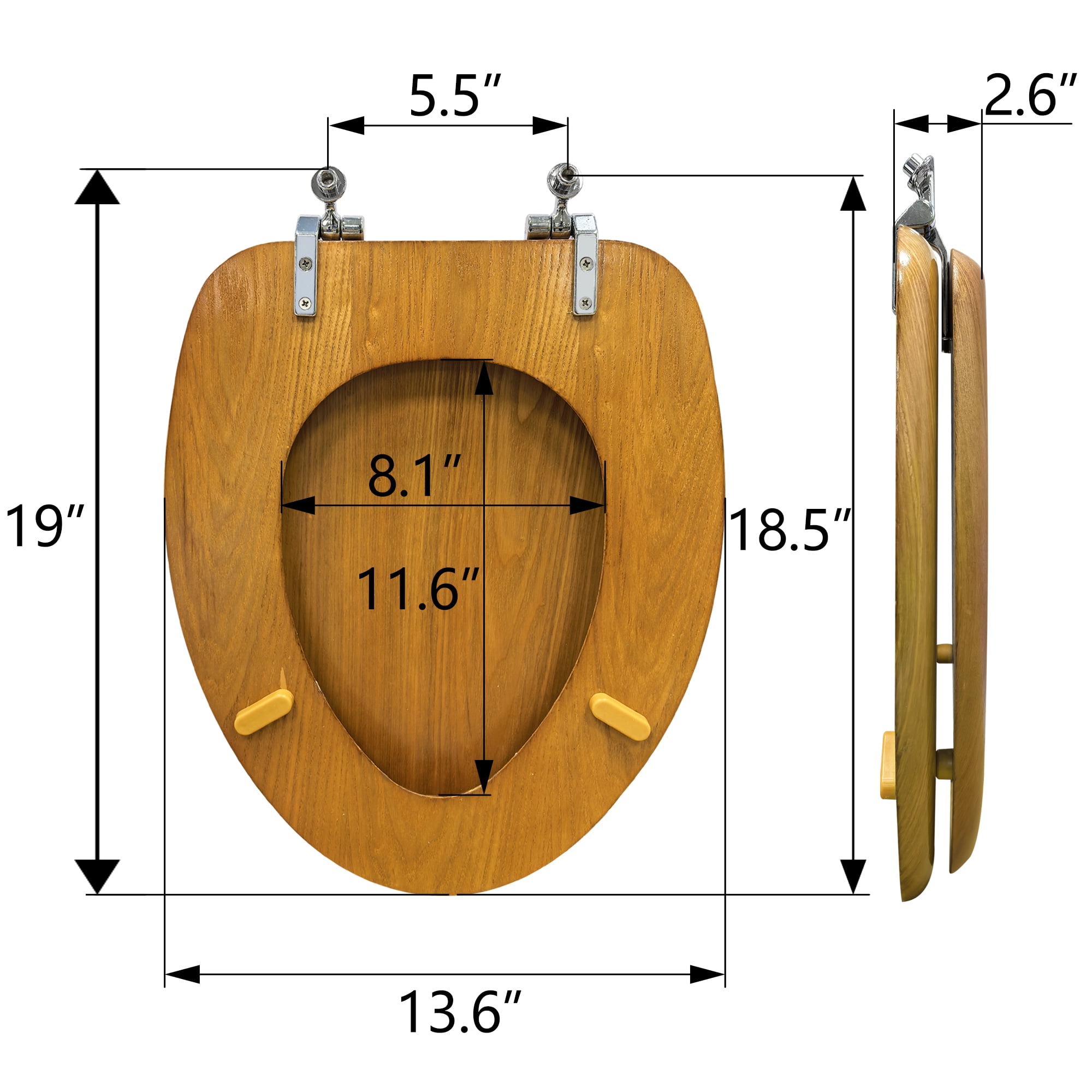 Rayport Brown Elongated Molded Solid Wood 19", Elongated Toilet Seat