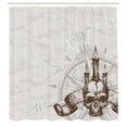 thumbnail image 3 of Ambesonne Vintage Shower Curtain, Priate Skull Compass, 69"Wx75"L, Brown Pearl Grey, 3 of 5