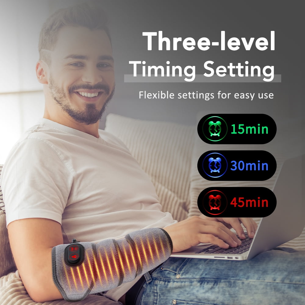 Flexible Heated Wrap for Elbow, Arm & Joints - Fast Soothing Heat with 4 Temperature Settings, Extra-Long 44" Cord (Grey)