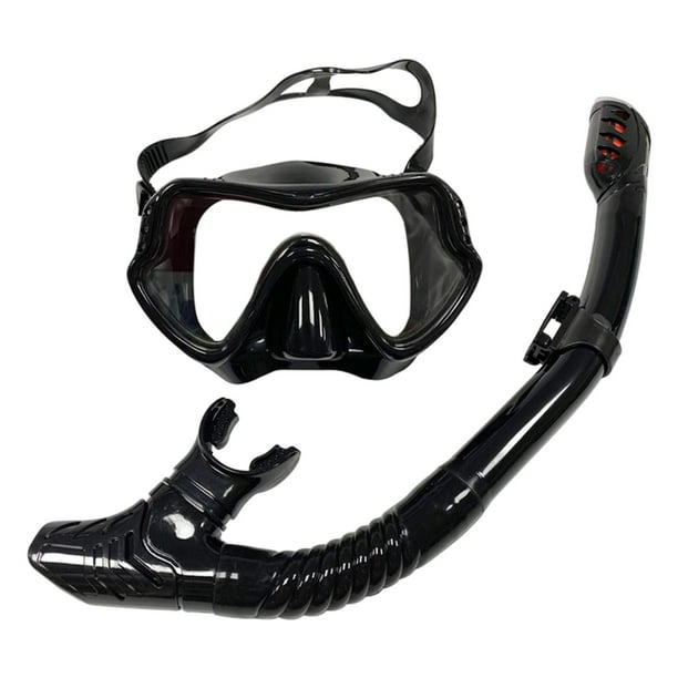 Set de snorkel profesional, gafas de natación, máscara de buceo, unisex, entrenamiento de buceo Negro Negro