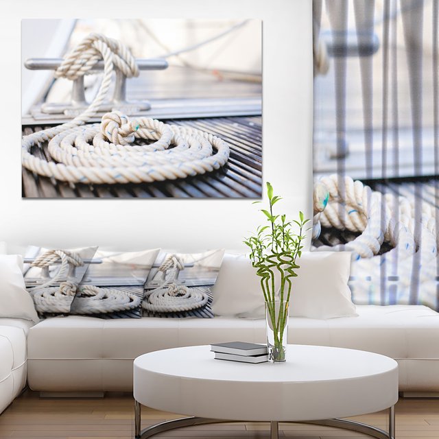 White Nautical Mooring Rope - Modern Landscape Canvas Art