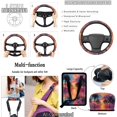 thumbnail image 5 of HUISEFOR 15 Pieces Sunset Palm Tree Car Seat Cover Full Set Including Steering Wheel Cover, Belt Cover, Breathable, Non Slip, Scratch-Resistant, Universal Size Fit for Most Cars, 5 of 7