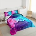 thumbnail image 3 of Manfei Teens Video Game Bedding Comforter Set,Console Game Lover Twin Comforter Sets,Gradient Pink Blue Bedding Set For Kids,Microfiber Bedroom Decor Reversible,2 Pieces, 3 of 8