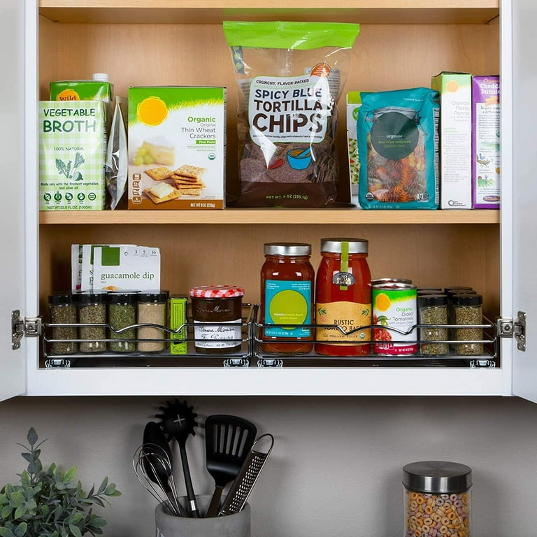 Pull Out Spice Rack Organizer for Cabinet for Upper Kitchen Cabinets and Pantry Closet For Spices Sauces Canned Food etc