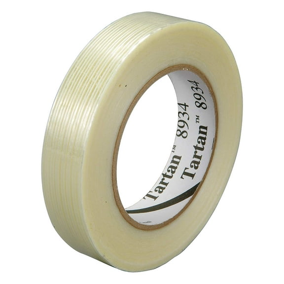 3M Filament Tape 8934 Clear, 24 mm x 55 m, Conveniently Packaged (Pack of 9)