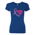 thumbnail image 2 of Wild Bobby, Never Give Up Fight Cancer, Breast Cancer Awareness, Women Slim Fit Junior Tee, Royal, XX-Large, 2 of 4