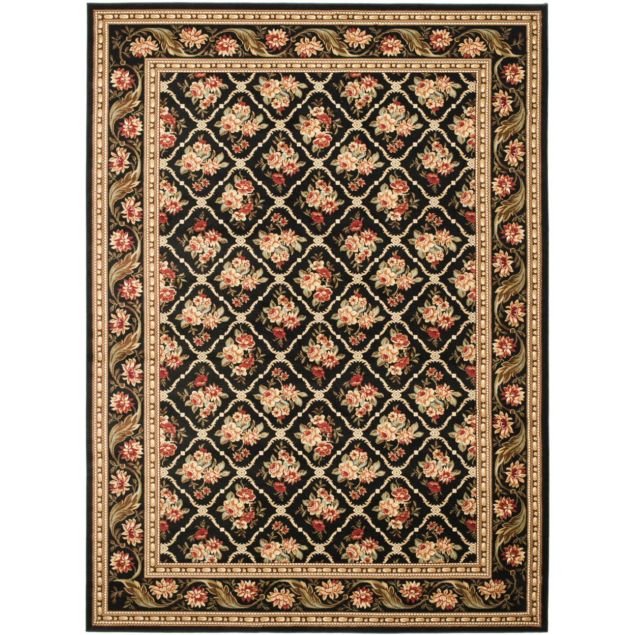 thumbnail image 6 of SAFAVIEH Lyndhurst Mason Floral Border Area Rug, Black, 6'7" x 9'6", 6 of 7