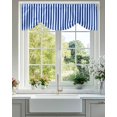 thumbnail image 2 of White Striped Tie Up Valances Curtain, Adjustable Kitchen Simple Blue Stripes Modern Style Valances for Windows Decor, Rod Pocket Short Curtains Set for Bedroom/Bathroom, 60"x18", 2 of 8