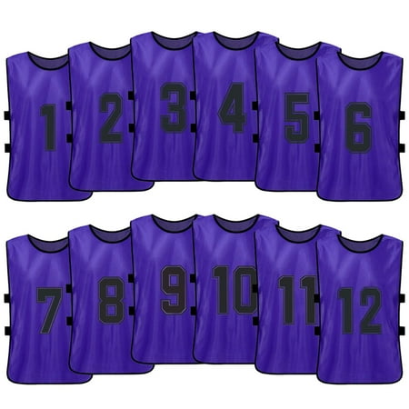 OWSOO 12PCS Kid s Football Pinnies Quick Drying Soccer Jerseys Youth Sports Scrimmage Basketball Team Training Numbered Bibs Practice Sports Vest