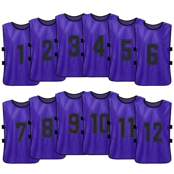 Chaleco 12PCS Kid's Football Pinnies Jerseys de fútbol de secado rápido Deportes juveniles Scrimmage Tomshoo Chaleco