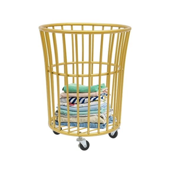 Flexible Movement Metal Laundry Basket, Elegant Appearance Laundry Basket with Wheels, Rolling Laundry Basket with Wheels  for Lundry Rooms Bathrooms Bedrooms