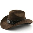 thumbnail image 6 of Western Denim Curved Top Hat Woolen Big Brimmed Hat Autumn And Winter Style British Jazz Hat Casual Navy - One Size, 6 of 6