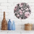 thumbnail image 3 of Wall Clock 10 Inch Silent Non-Ticking 8 Pink Flowers and Leaves on Gray Battery Operated Rustic Retro for Living Room Home Kitchen Bathroom, 3 of 7