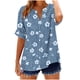thumbnail image 1 of Camisetas Casuales de Mujer con Cuello en V Manga Corta Solta Botón de Verano Impreso Camiseta de Moda, 1 of 5