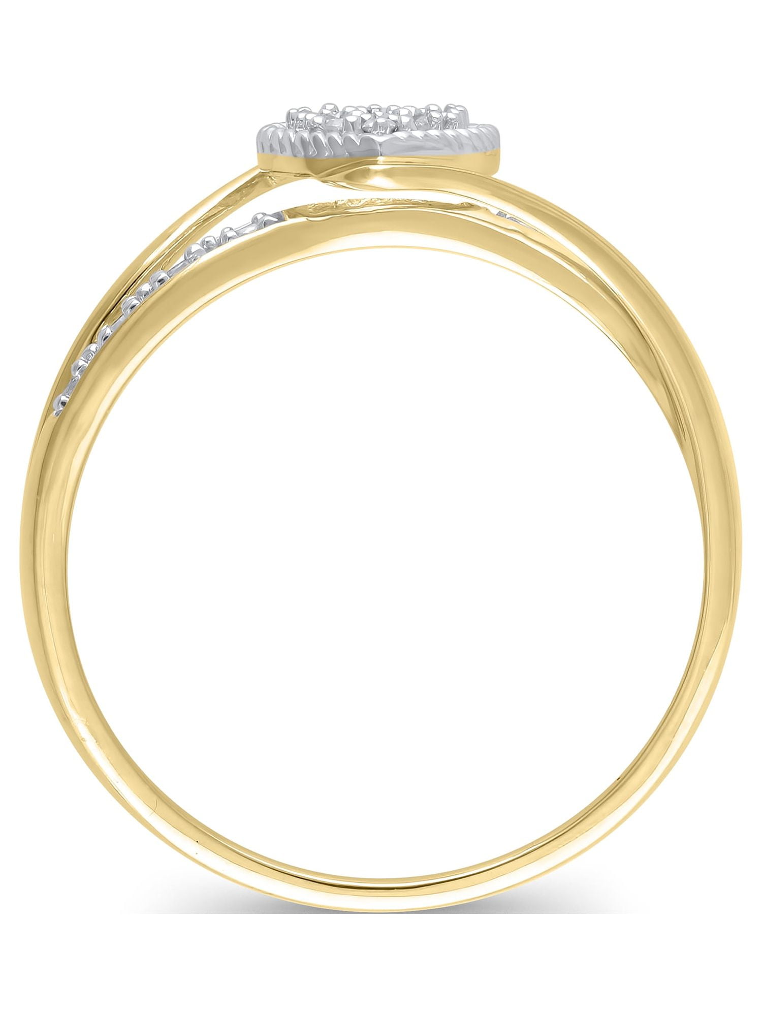 Hold My Hand 1/20 Carat Natural Diamond Heart Promise Ring for Women in 10K Yellow Gold