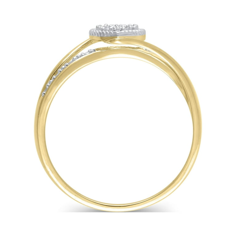  Modern Contemporary Rings 10K Yellow Gold Diamond Accented Open Heart  Ring with Pavé Set Gems (J-K Color, I1-I2 Clarity) - Size 3: Clothing,  Shoes & Jewelry