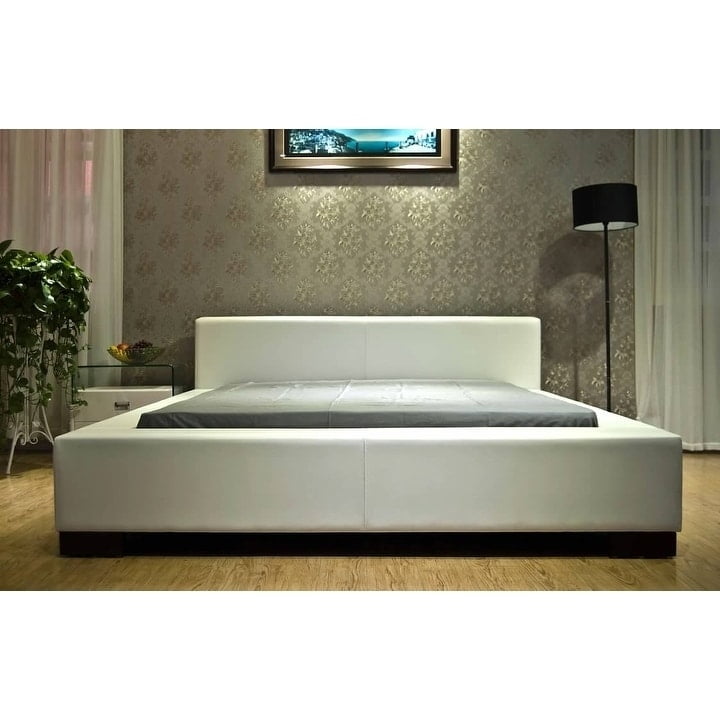 Greatime B1142 Modern Platform Bed, King, White