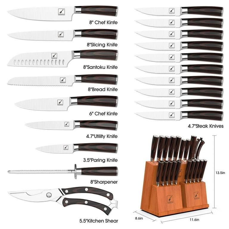 imarku  Steak Knives Set of 6 Japanese HC Steel Premium Serrated