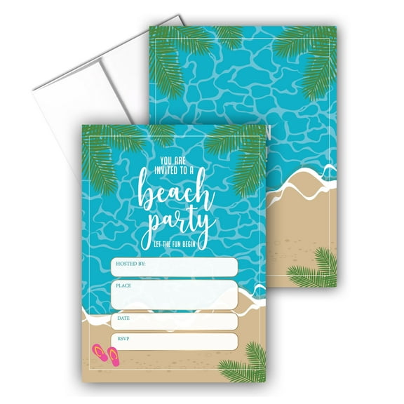 Stonehouse Collection | Beach Party Invitation Cards | Summer Party Theme Beach