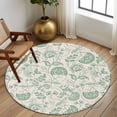 thumbnail image 3 of Retro Pastoral Washable Round Area Rug 6 ft, Light Green Flowers Linen Background Farmhouse , Soft Non Slip Rugs Stain Repellent Indoor Felt Carpet for Living Dining Room Bedroom Home Office, 3 of 9