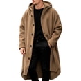 thumbnail image 3 of Atkumj Trench Coat Men Solid Color Hooded Long Winter Overcoat Stylish Long Sleeve Button Down Front Winter Coats XL, 3 of 9