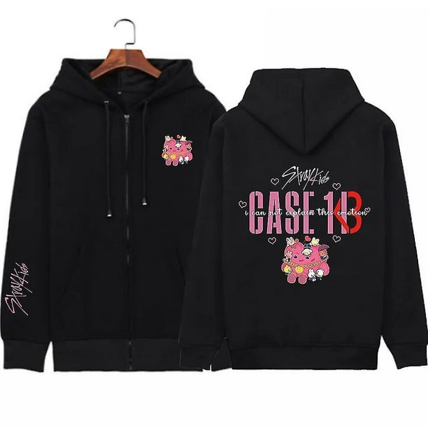 Stray Kids Maxident Sudadera con capucha Invierno Cálido Mujer Sudaderas con capucha Zip Up Sudadera con capucha Ropa Sudaderas Negro