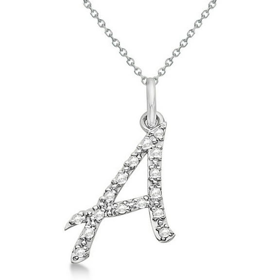 Personalized Diamond Script Letter Initial Necklace in 14k White Gold