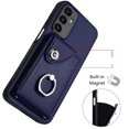 thumbnail image 3 of Wallet Case Compatible for Samsung Galaxy S21 FE with Card Holder, Rotation Finger Ring Kickstand Card Slots Case, Classic PU Leather Shockproof Magnetic Button Cover for Galaxy S21 FE, Blue, 3 of 6