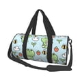 thumbnail image 2 of Xecao Cute Floral Frog print Round Travel Duffel Bag is a foldable gym bag with an inner pocket, perfect for travel sports, 2 of 8