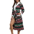 thumbnail image 3 of Sedceaty Female Nightwear, Christmas Floral Print Long Sleeve Night-Robe with Waist Belt for Fall Winter, S/M/L/XL/XXL, 3 of 9