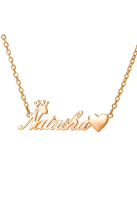 Name Customized Necklace Crown Heart Shaped Personalized Necklace Stainless Steel Nameplate Necklace 18K Gold Plated Chain Jewelry for Women