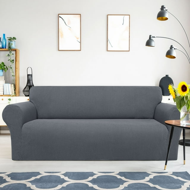 PiccoCasa Housse Extensible pour Sofa, Housses de Meubles Lavables pour Chiens, Gris Foncé, Grand