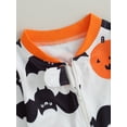 thumbnail image 5 of Newborn Baby Girl Boys Halloween Jumpsuit Pumpkin Print Long Sleeve Bodysuit fant Zipped One Piece Romper, 5 of 7