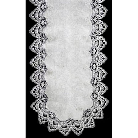 

Sinobrite H8139-F1 White Lace Oval Runner- 16 x 54 in.