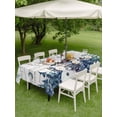thumbnail image 3 of Outdoor Tablecloth with Umbrella Hole and Zipper, Blue Snowman Christmas Rectangle Table Cloth 60x120 Inch Waterproof Tablecloth, Xmas Snowflake Eucalyptus Leaves Wooden Picnic Table Cover for Patio, 3 of 7