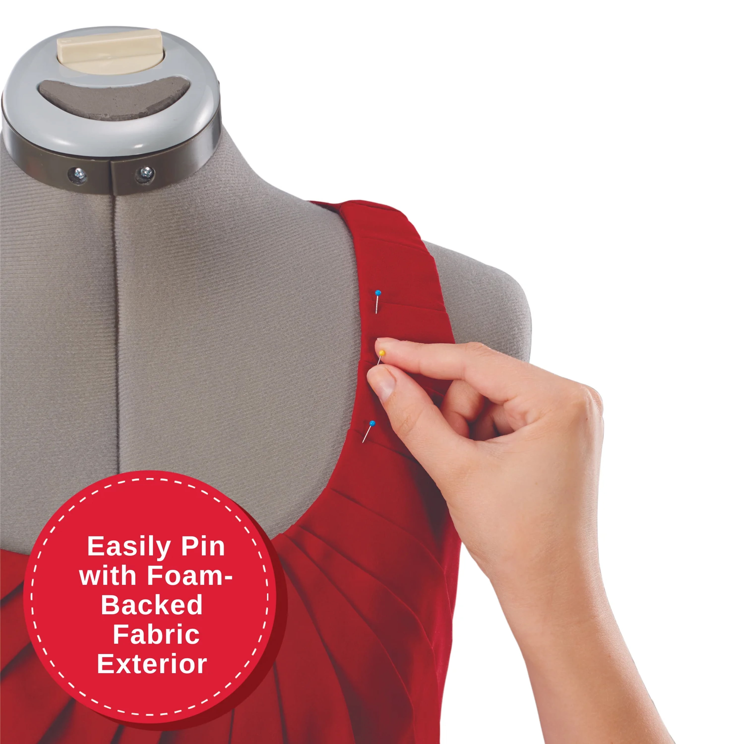 SINGER Female Adjustable Gray Dress Form Fits Sizes 10-18 Pinnable Mannequin Body Torso with 360 Degree Hem Guide, Foam-Backed Fabric Exterior, 12 Dials, Tri-Pod Stand