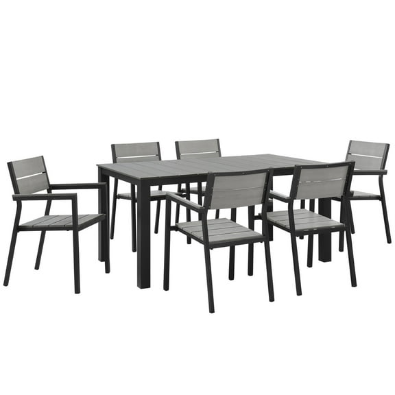 Ergode Maine 7 Piece Outdoor Patio Dining Set - Brown Gray
