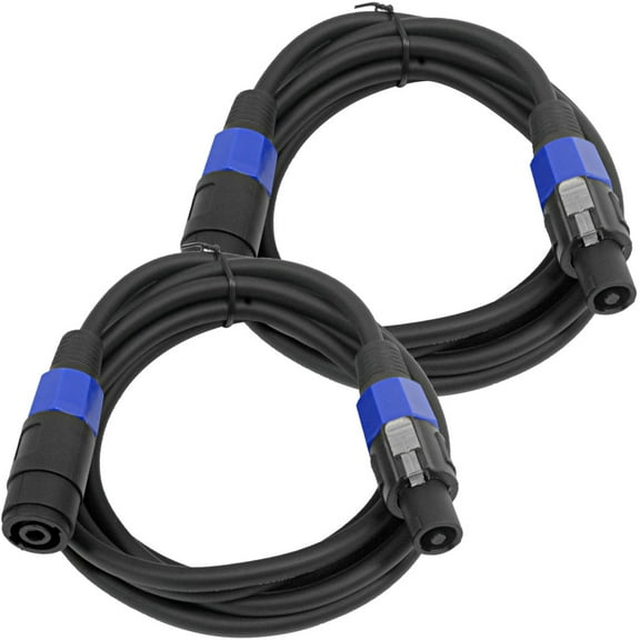 Seismic Audio Pair of 10' Speakon Extension Cables - Speakon Male to Speakon Female 12 AWG Black - SPXC-10-2Pack