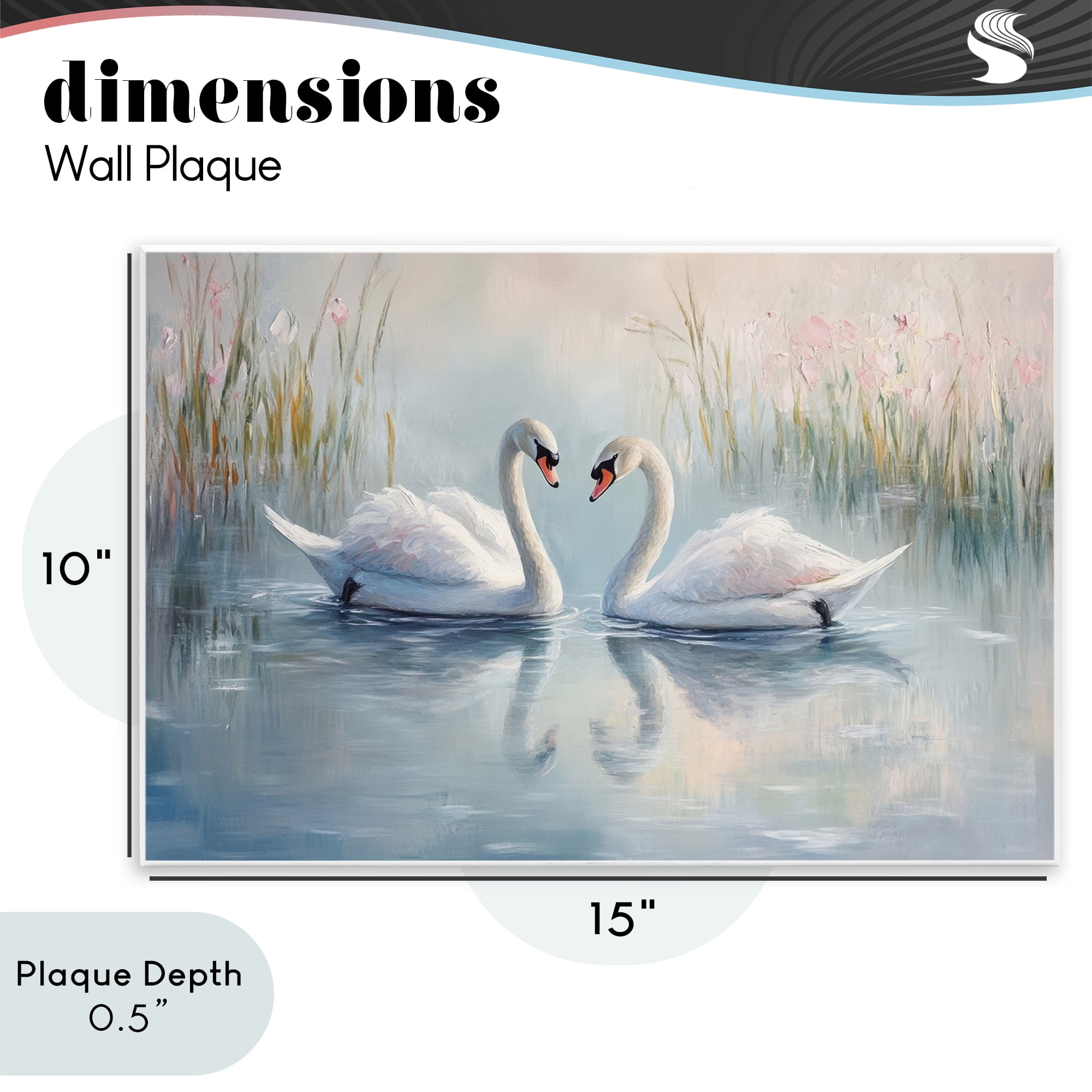 Stupell Industries Simple Swan Reflections Wall Plaque Art, design by Petal Prints Design