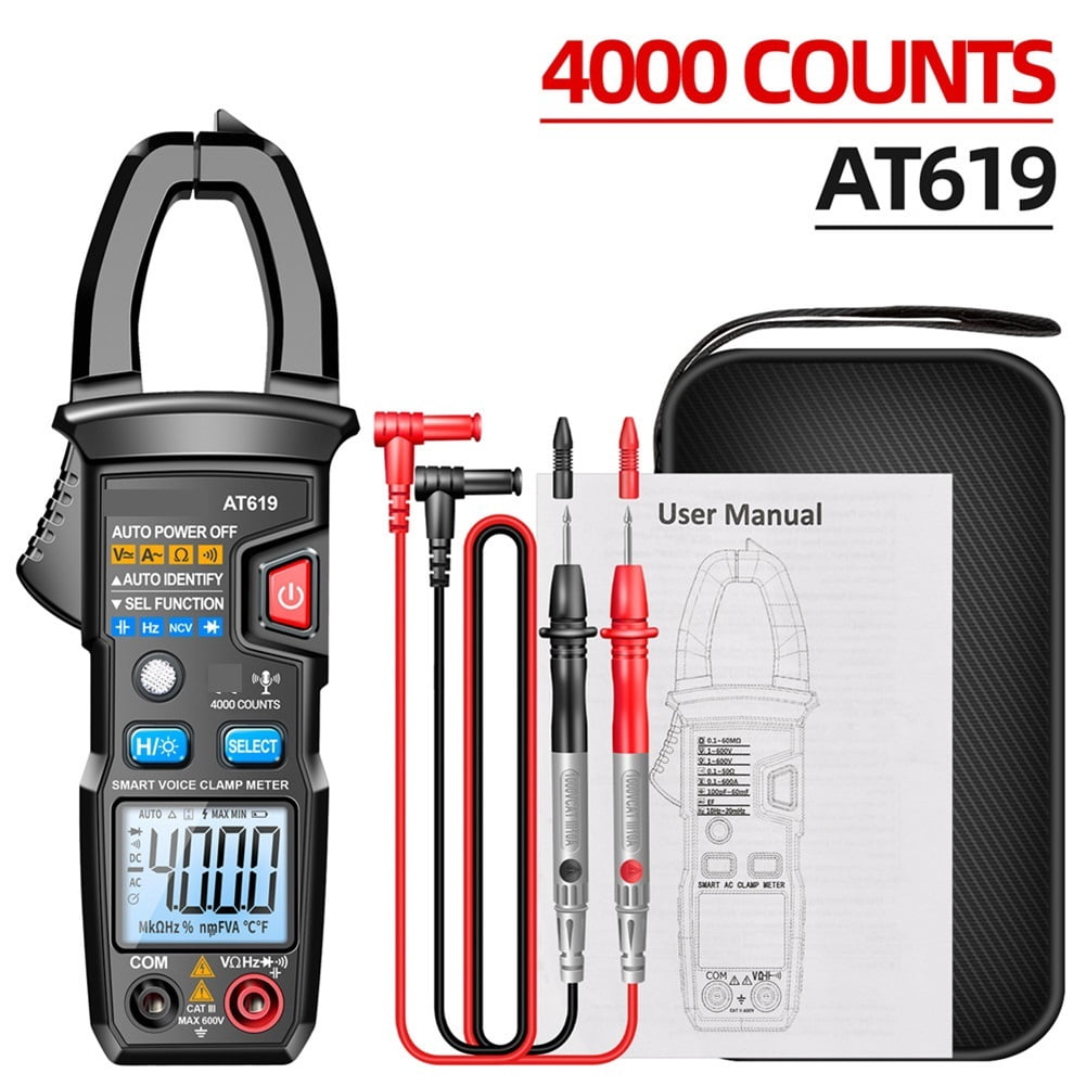 Clamp Meter Voice Broadcast Digital Multimeter 4000 Counts AC/DC Current Voltage Tester ,High&Low Sensitivity
