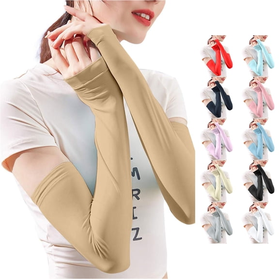 Arm Sleeves for Women Cool To The Wrist Wraps Cool UPF50 Long Both Arms Finger Rest Type Sun Sweat Absorbent And Quick Drying Dress with Strap