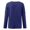 thumbnail image 5 of LEAVINGSUO Long Sleeve Shirts for Women, Fall Womens Tops Fashion Women Casual Round-Neck Lace Hollow Out Long Sleeve Pullover Slimming Blouse T-Shirt Tops Dark Blue S, 5 of 5
